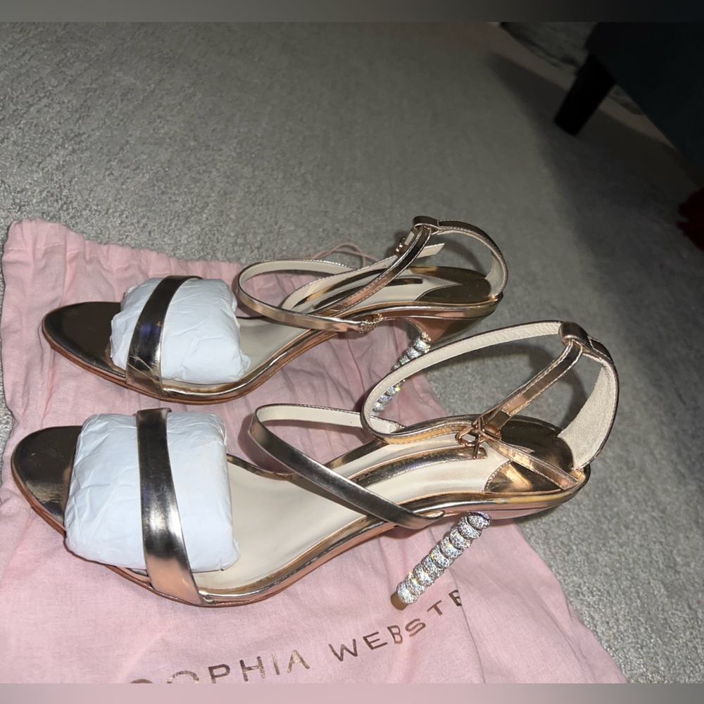 Sophia Webster Rose Gold Rosalind Crystal Heeled Sandals